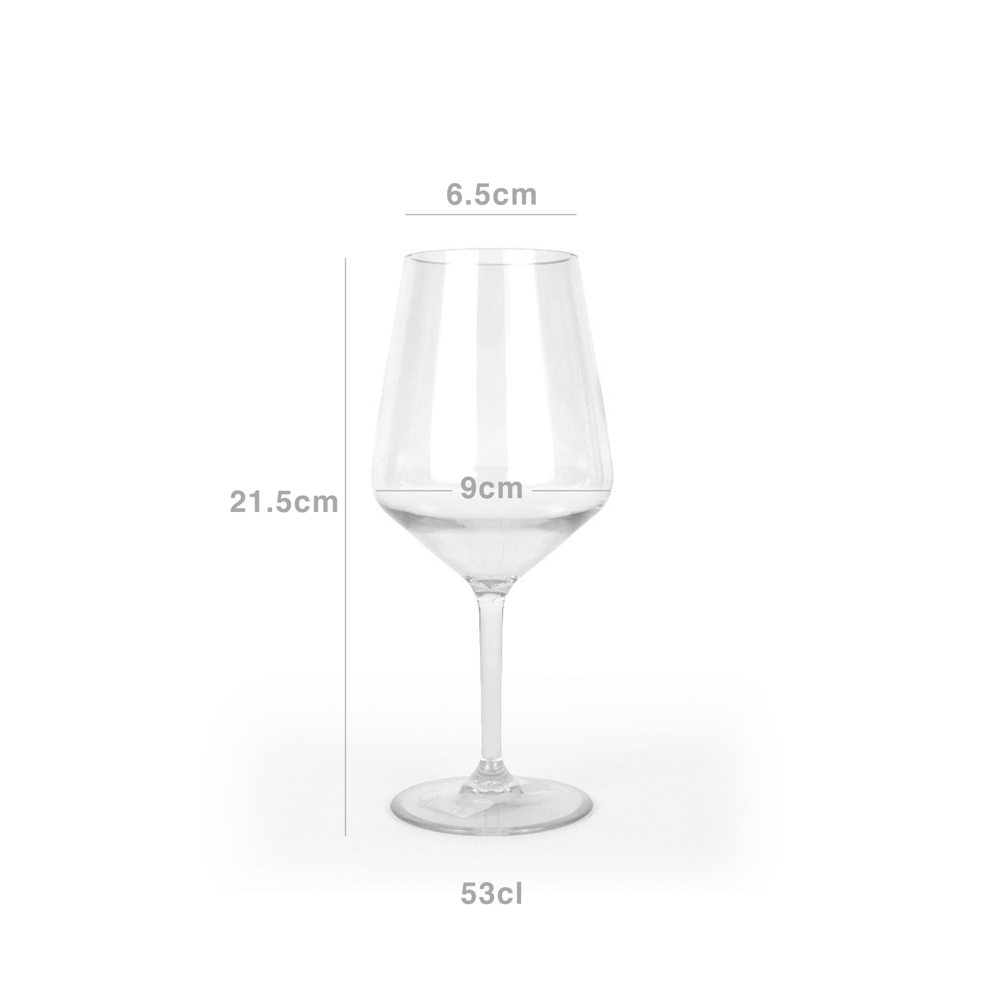 Copo Vinho Poliestireno Reutilizável 530ml 6.5X9X21.5cm Pack 6