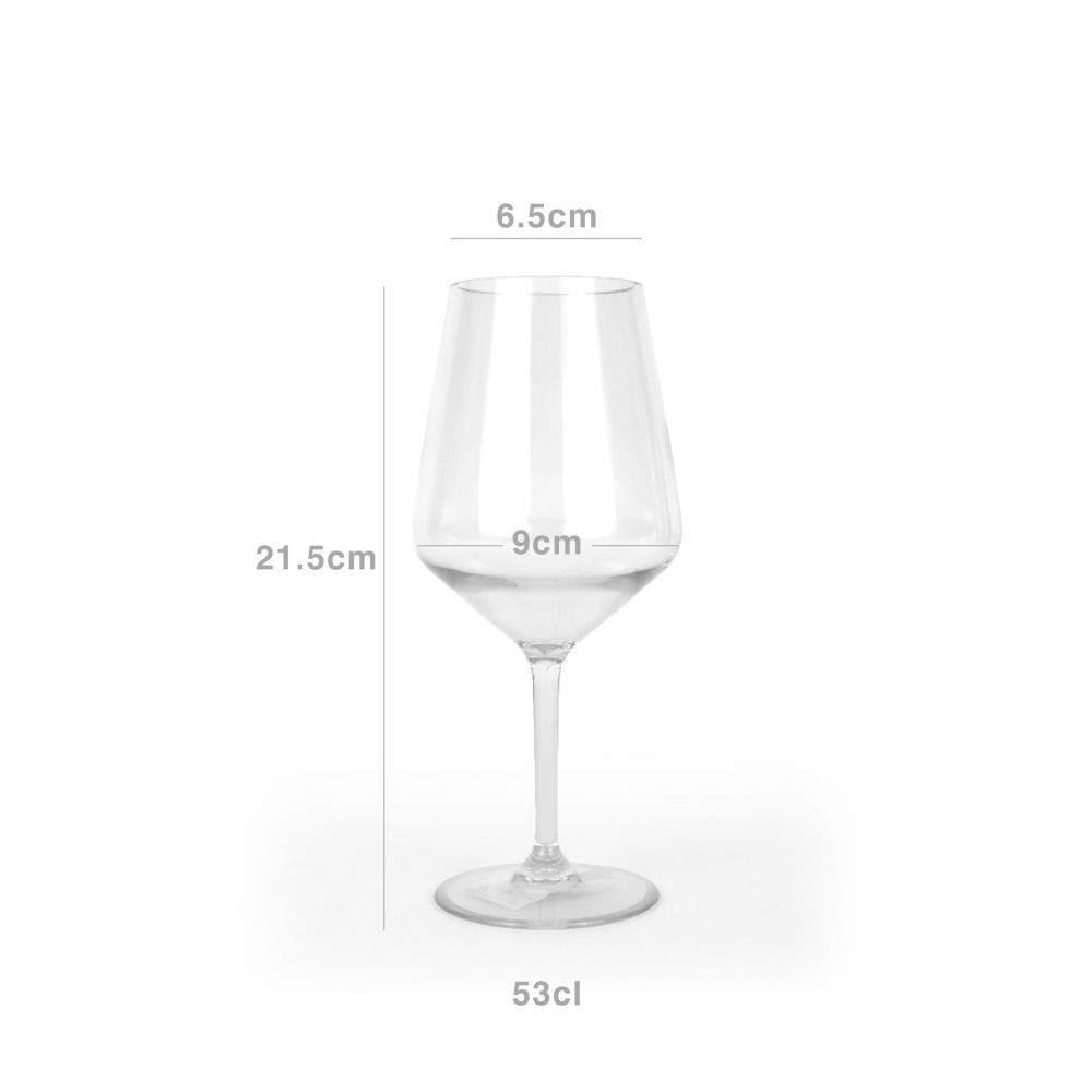 Copo Vinho Poliestireno Reutilizável 530ml 6.5X9X21.5cm Pack 6