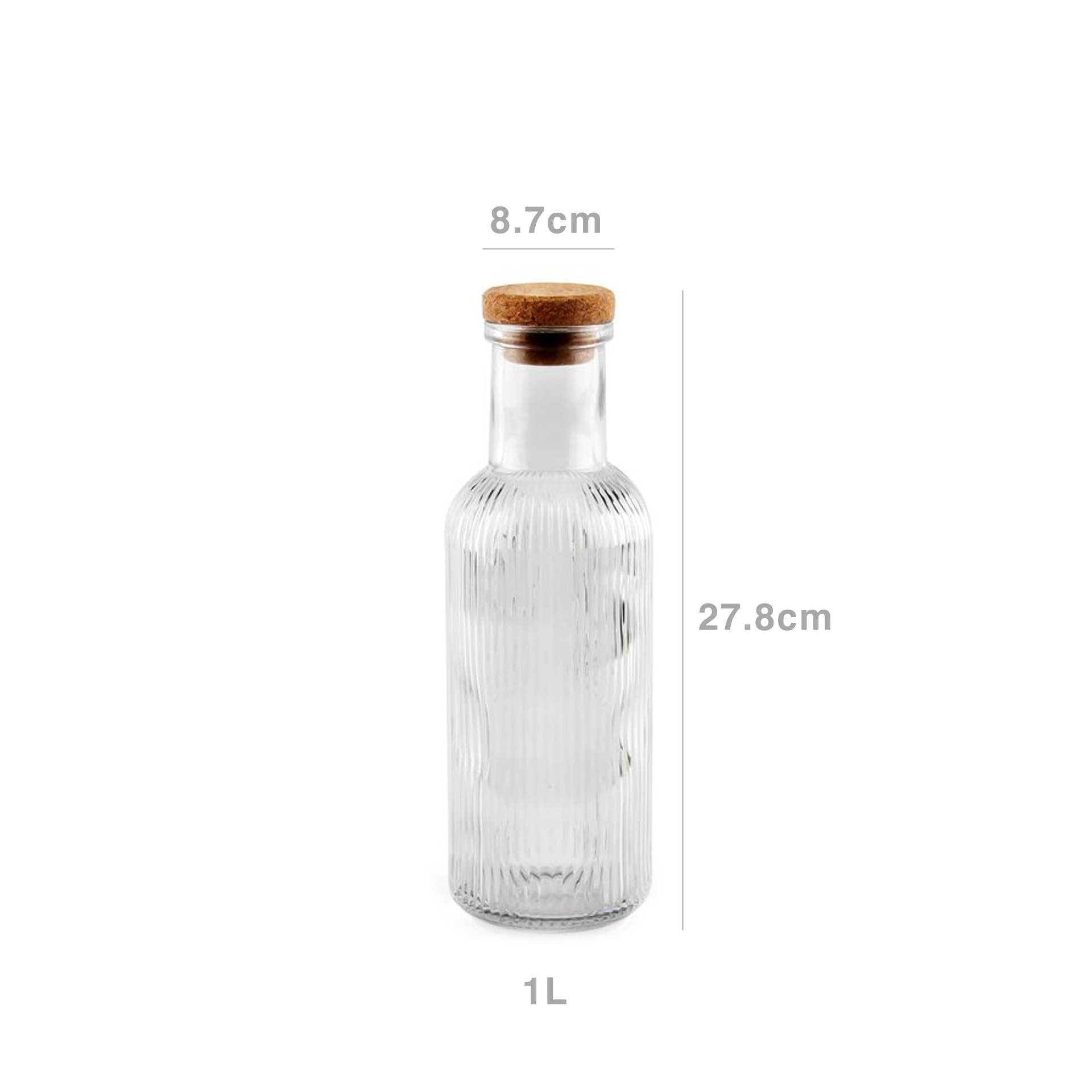 Garrafa Vidro Tampa Cortiça Redonda 1000ml 8.7X27.8cm