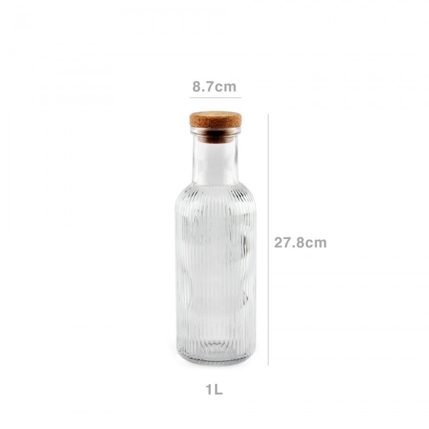 Garrafa Vidro Tampa Cortiça Redonda 1000ml 8.7X27.8cm Garrafa Vidro Tampa Cortiça Redonda 1000ml 8.7X27.8cm