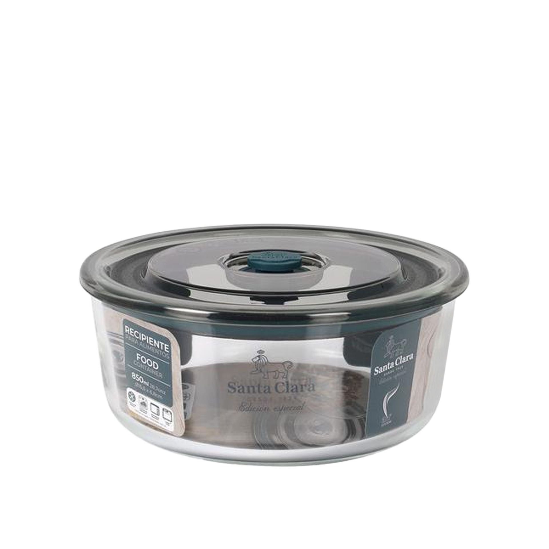 Caixa Hermética Vidro Tampa Válvula Redonda 850ml