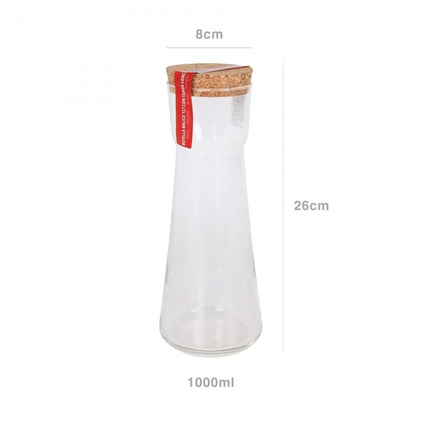 Garrafa Vidro Tampa Cortiça Redonda 1000ml 8X10X26cm Garrafa Vidro Tampa Cortiça Redonda 1000ml 8X10X26cm