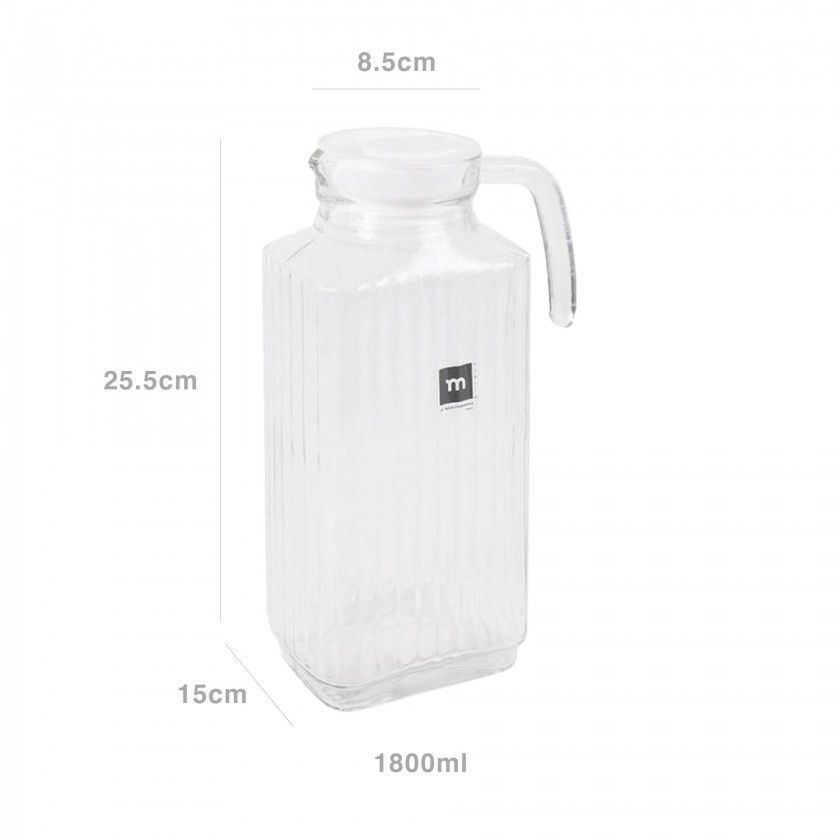 Jarro Vidro com Tampa Chrysler 1800ml 15X8.5X25.5cm