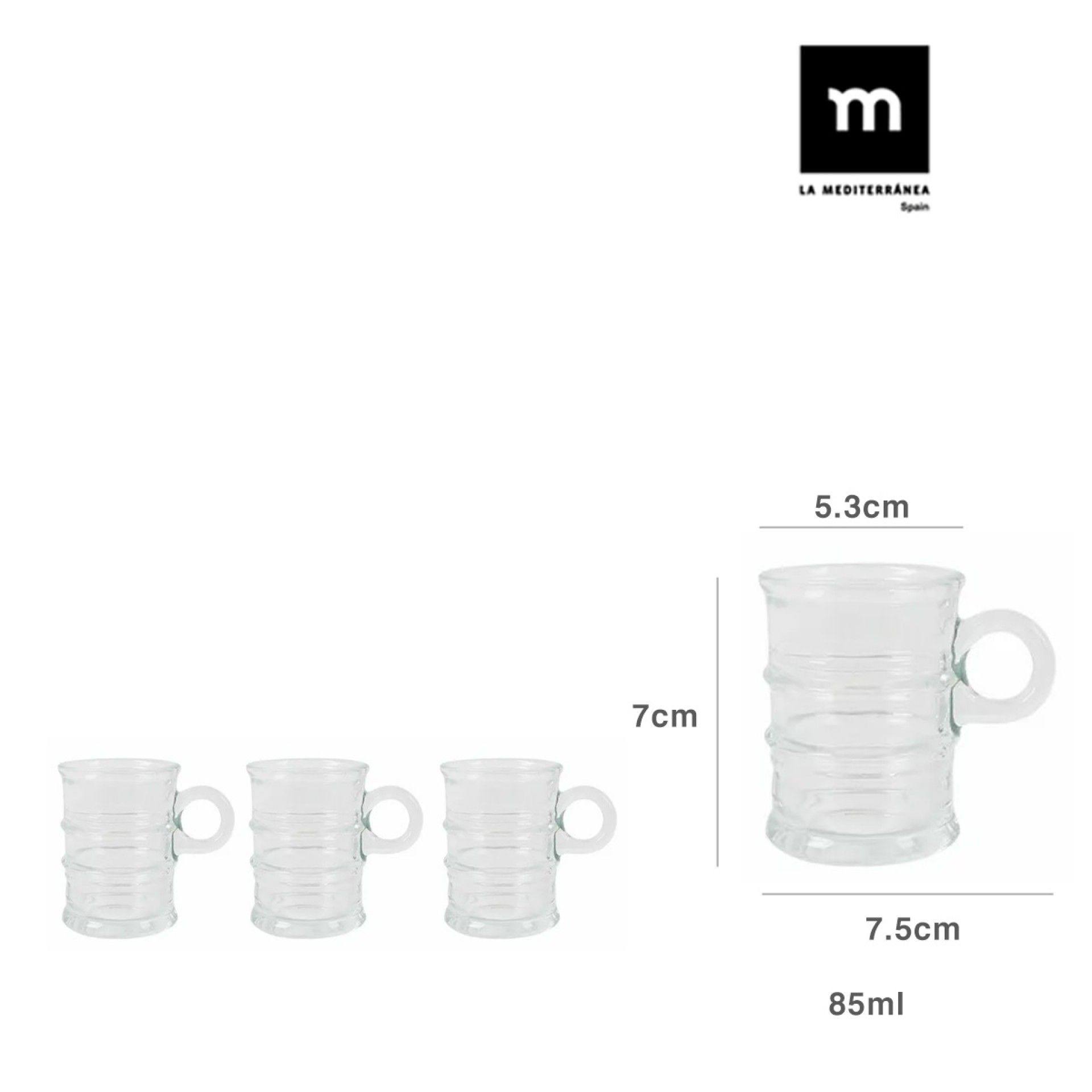 Chávena Café Vidro Parker 85ml 7.5X5.3X7cm Pack 3