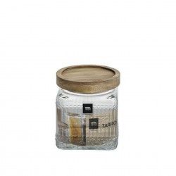 Frasco Vidro com Tampa Madeira 1000ml 9.4X9.4X17.8cm