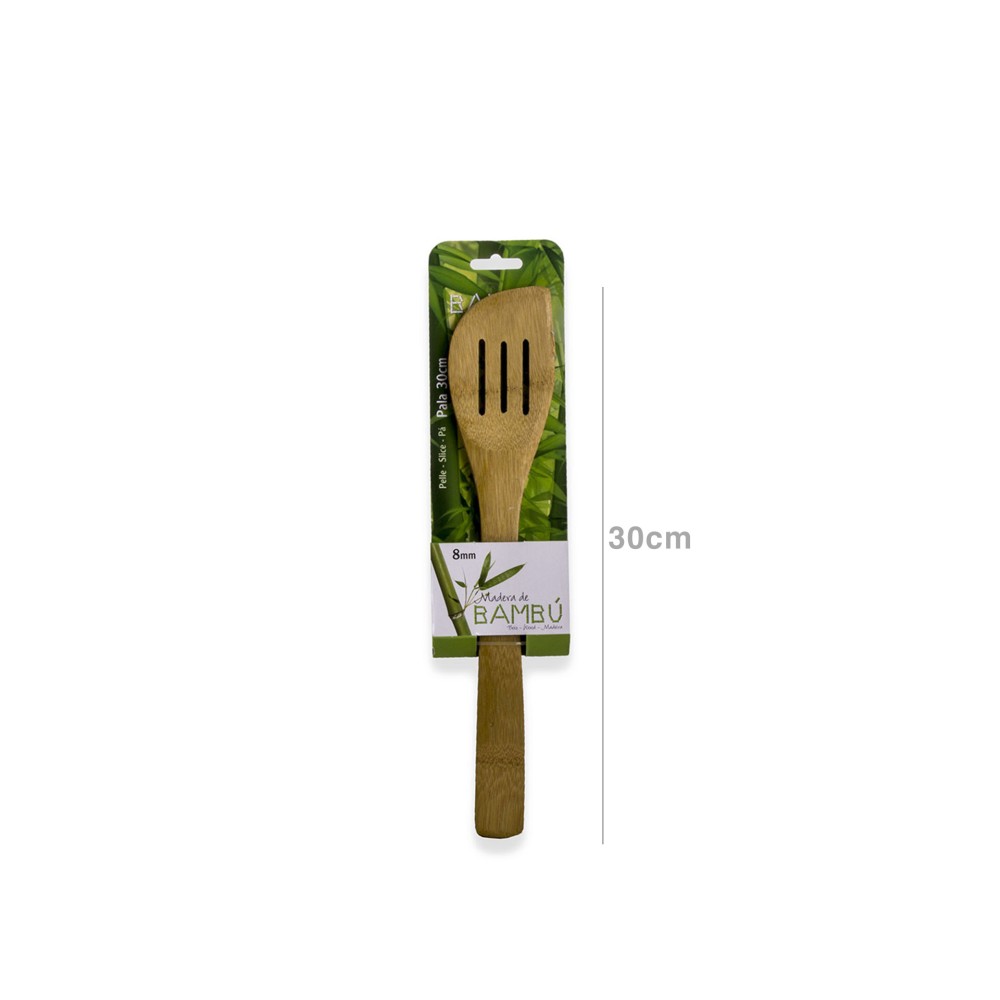 Espátula Curva Bambu com Ranhura 30CM
