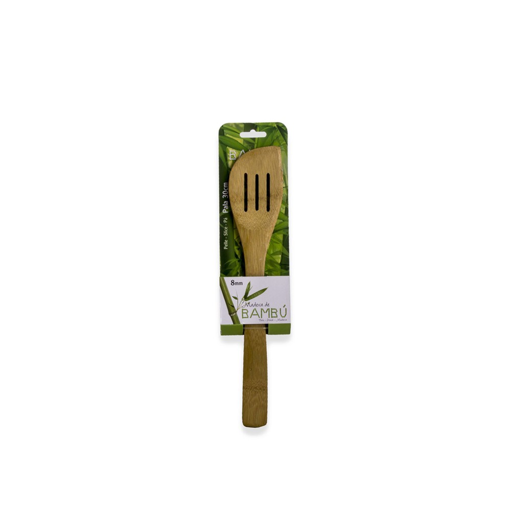 Espátula Curva Bambu com Ranhura 30CM