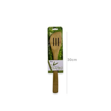 Espátula Curva Bambu com Ranhura 30CM
