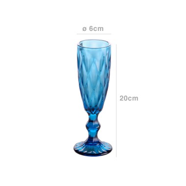 Copo Flute Syros Azul 17.5cl 6X20cm Pack 6
