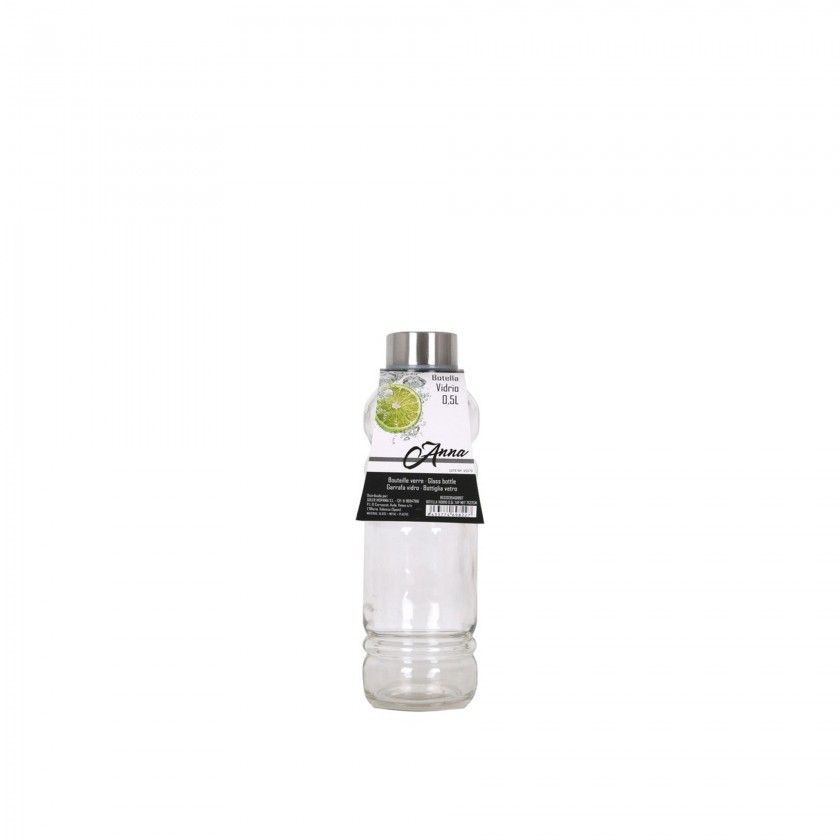 Garrafa Vidro Anna Tampa Metal 0.5L