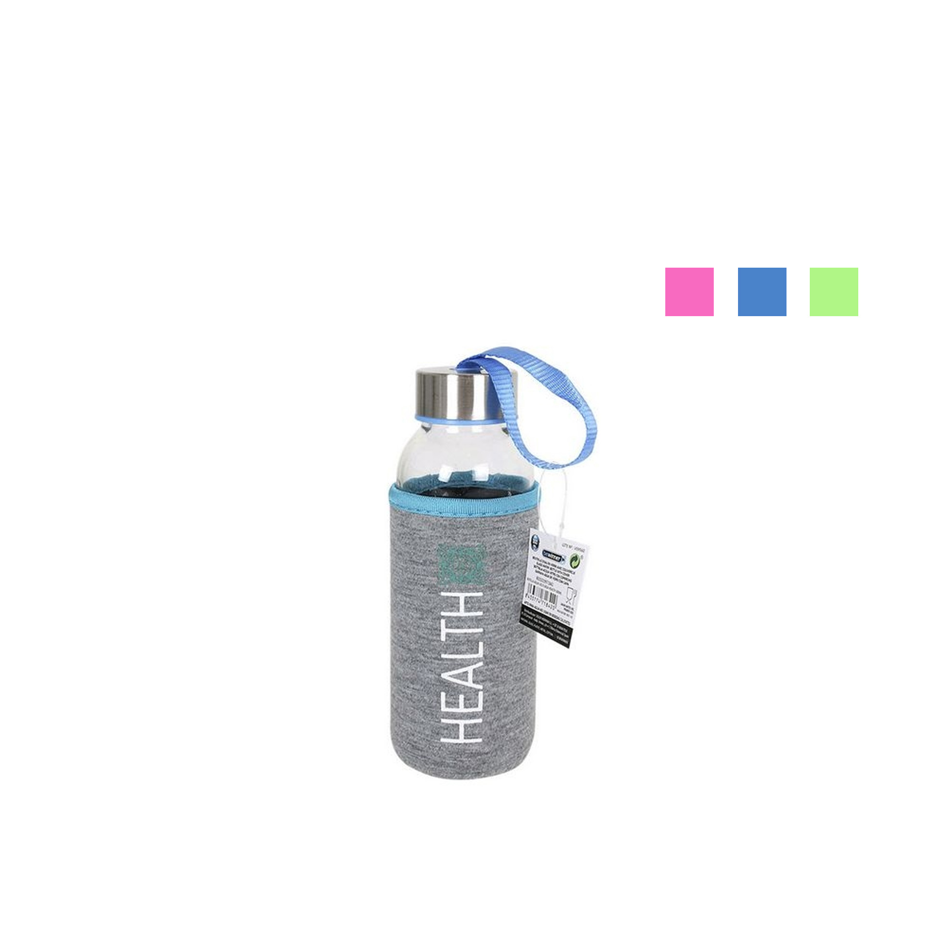 Garrafa Água Vidro com Capa Protetora 300ml 6.2X18cm