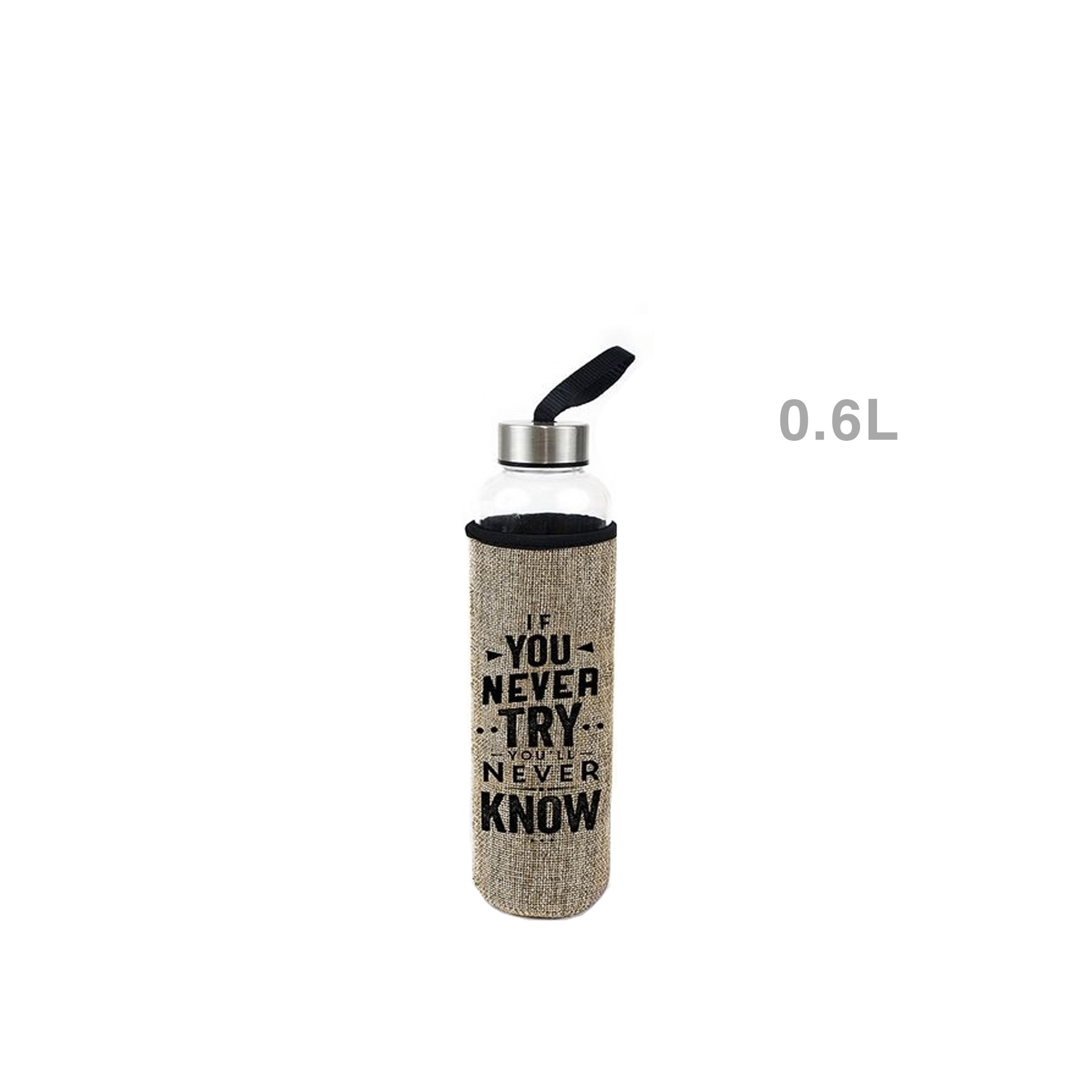 Garrafa Agua Vidro com Capa Protetora 600ML