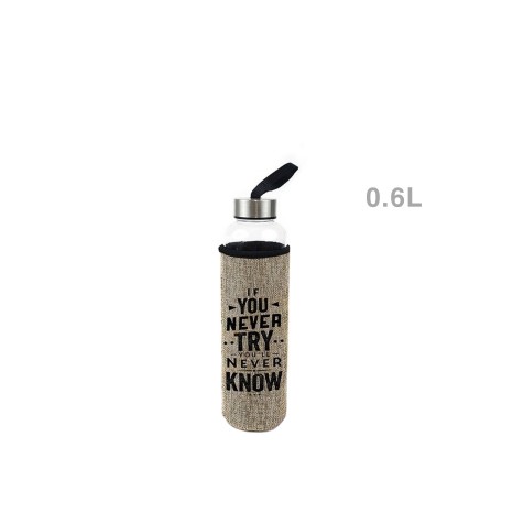 Garrafa Agua Vidro com Capa Protetora 600ML - Image product
