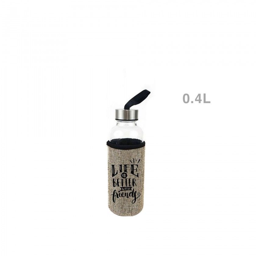 Garrafa Agua Vidro com Capa Protetora 400ML Garrafa Agua Vidro com Capa Protetora 400ML