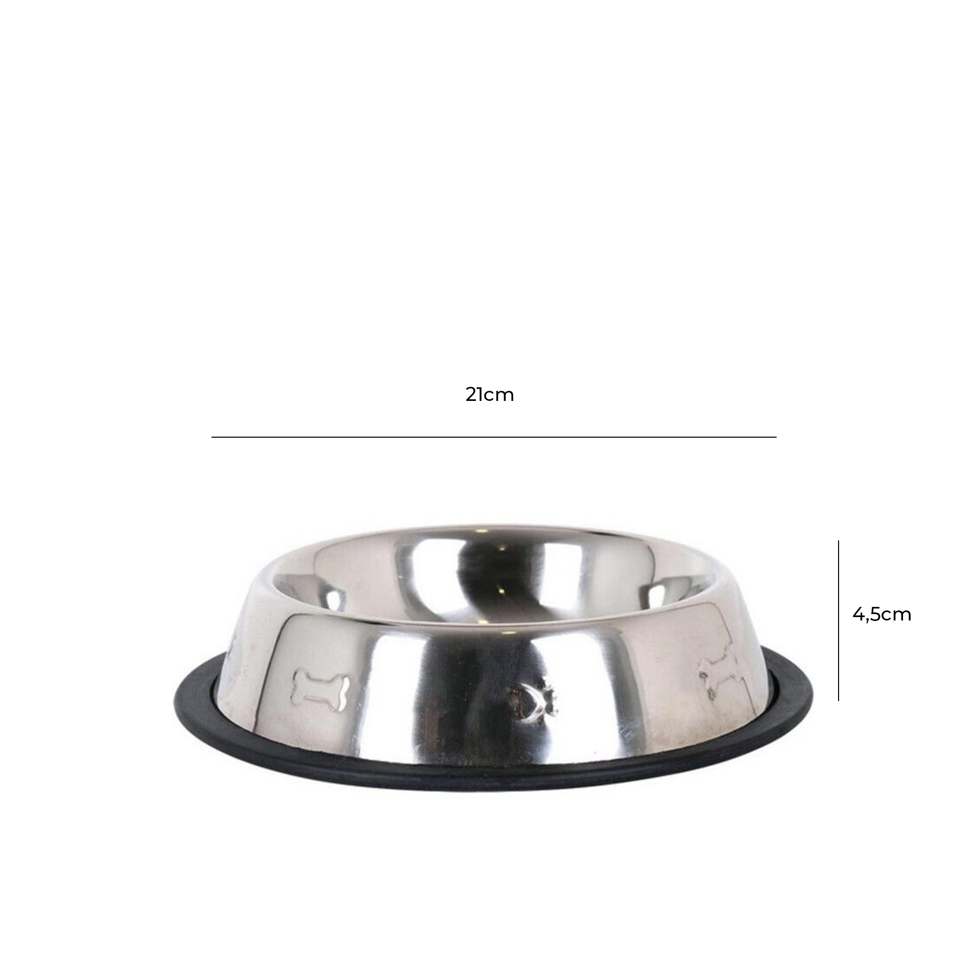 Comedouro Animal Inox Redondo 21X4.5cm
