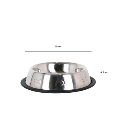 Comedouro Animal Inox Redondo 21X4.5cm