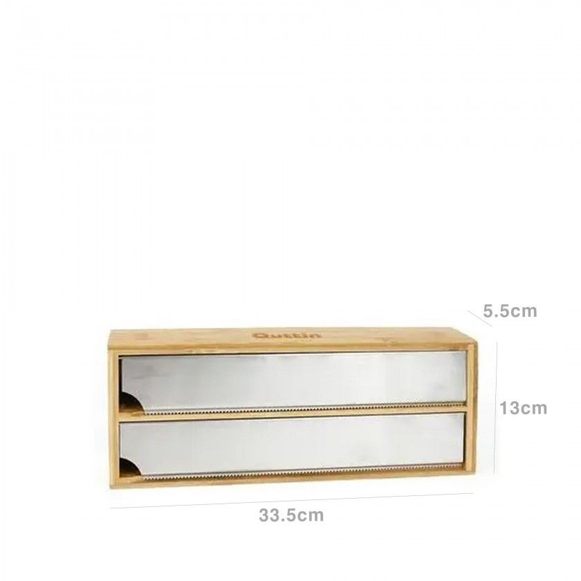 Dispensador Bambu Duplo Filme / Alumnio 33.5X13X5.5cm