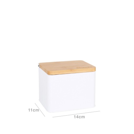 Saleiro Metal Tampa Bambu 14X11X11CM - Image product