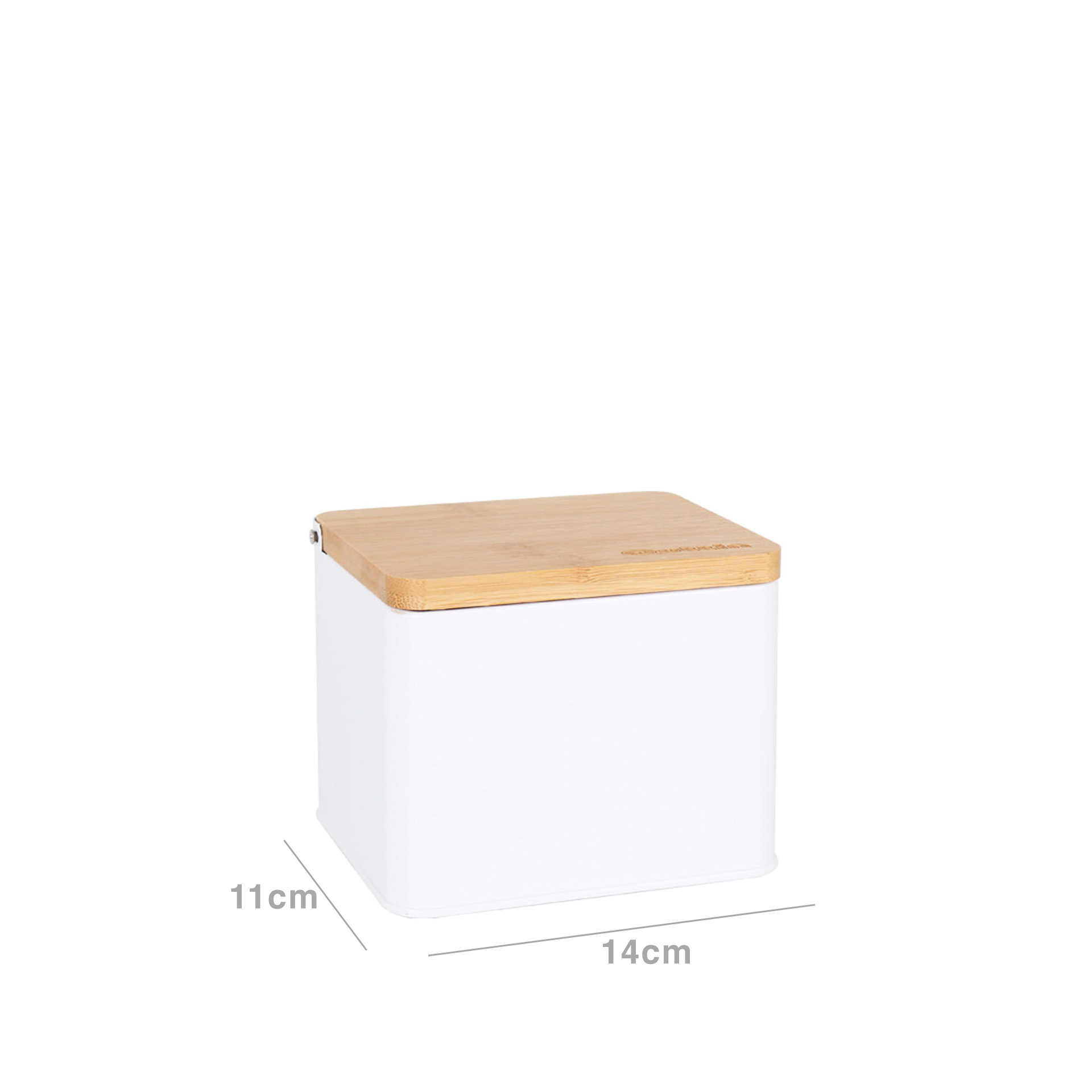 Saleiro Metal Tampa Bambu 14X11X11CM