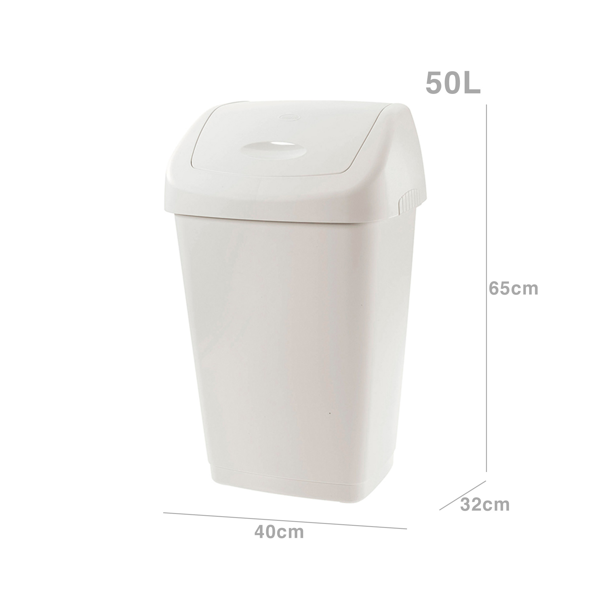 Balde Plástico com Tampa Basculante 50L 40X32X65CM