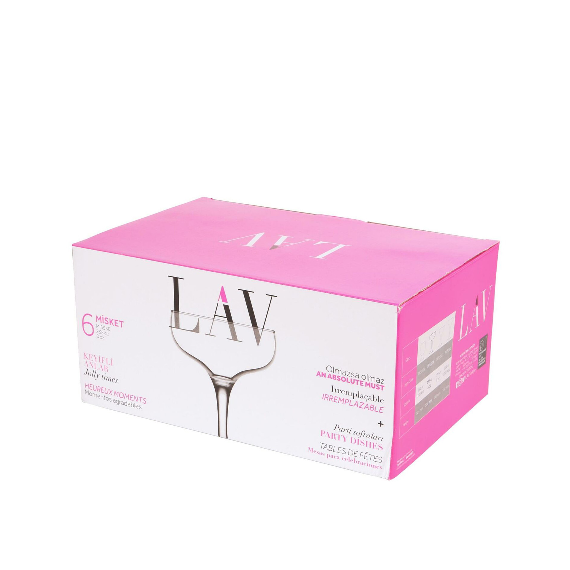 Copo com Pé Champagne Misket 23.5cl Pack 6