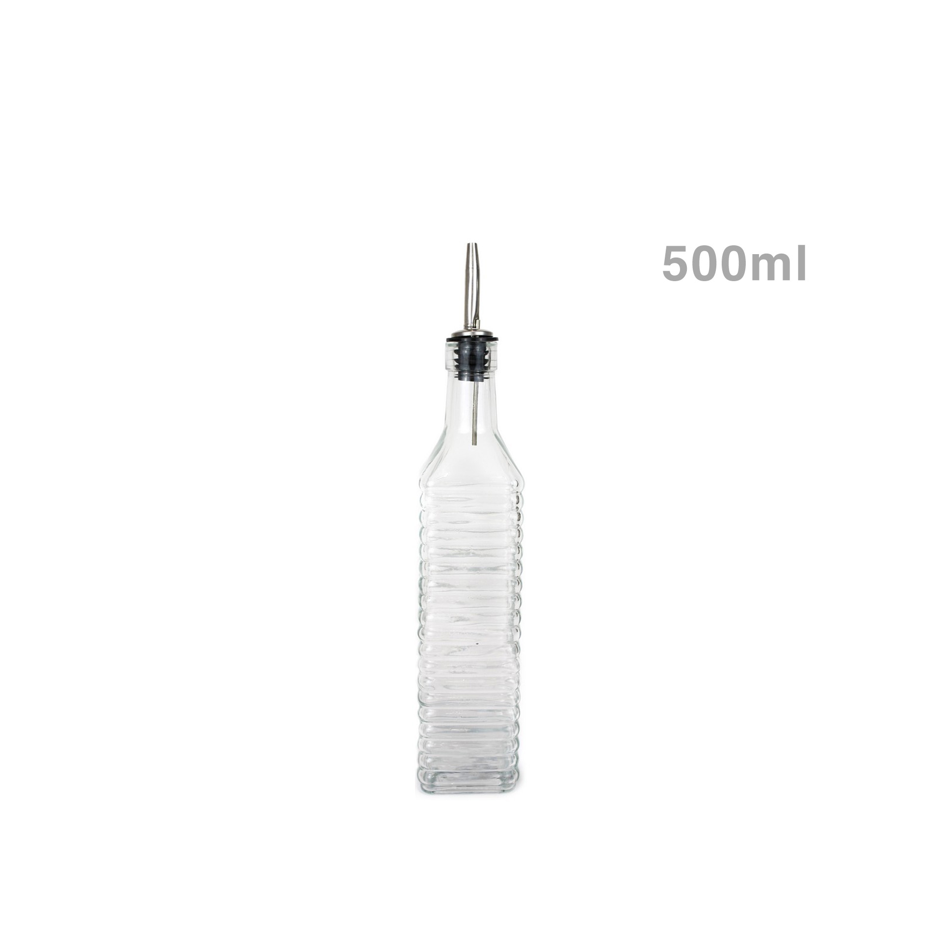 Galheteiro Vidro Tampa Inox Anna Linhas 500ml 5.5X5.5X30cm