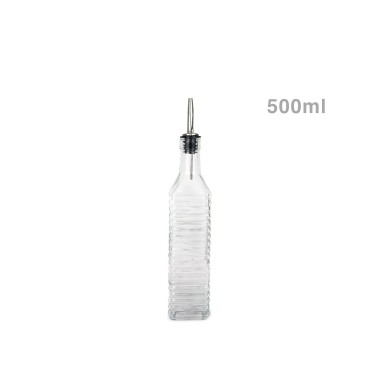 Galheteiro Vidro Tampa Inox Anna Linhas 500ml 5.5X5.5X30cm