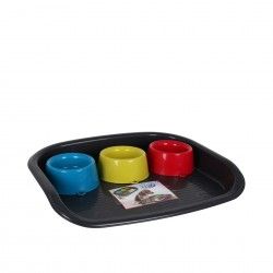 Comedouro Triplo com Bandeja Animal 52X41X9CM