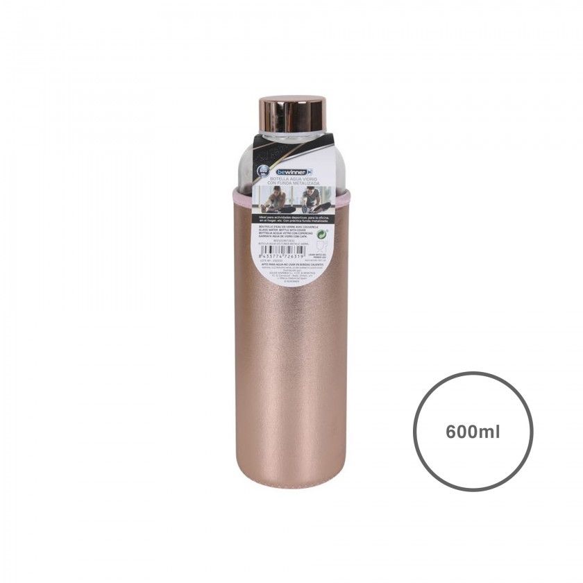 Garrafa Água Vidro com Capa Metalizada 600ml Garrafa Água Vidro com Capa Metalizada 600ml