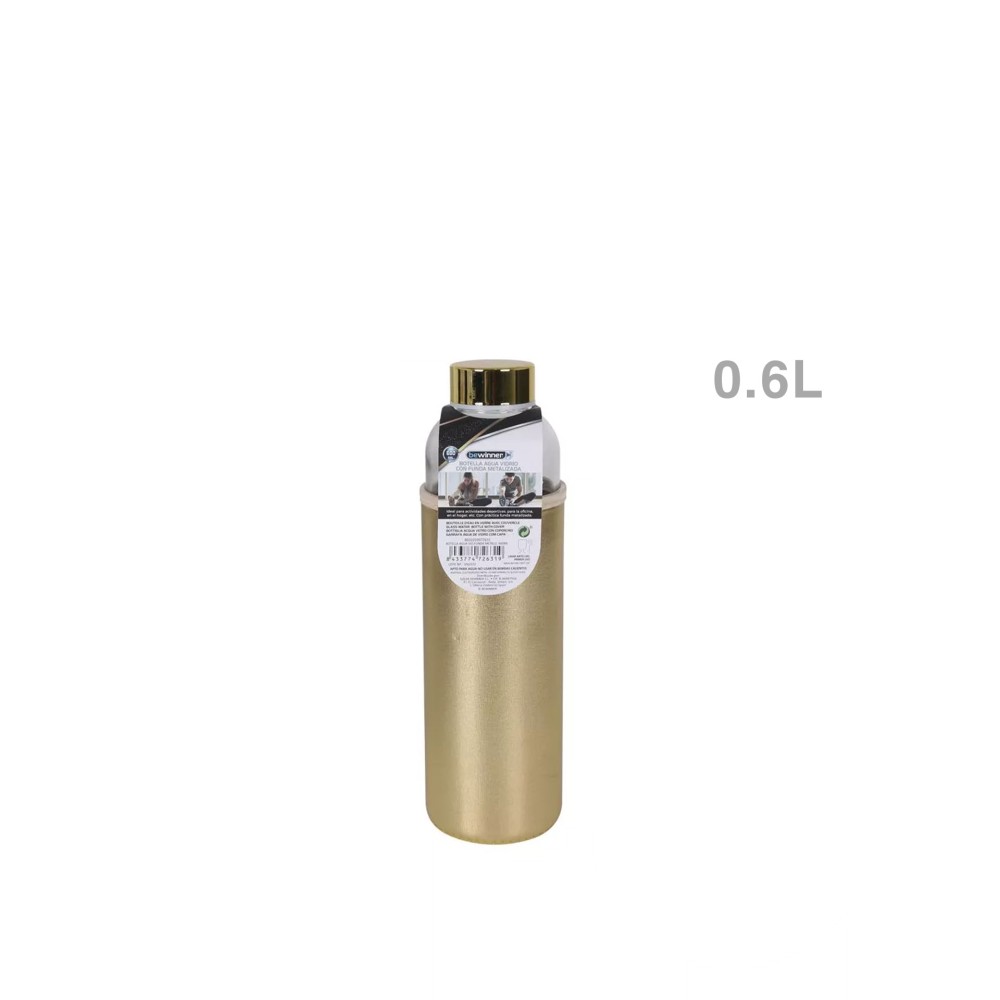 Garrafa �gua Vidro com Capa Metalizada 600ml