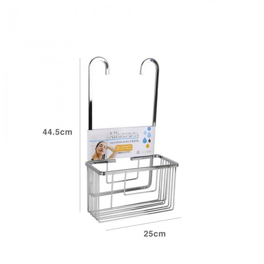 Cabide para Banho com Cesta Alumnio 25X12.5X44.5CM