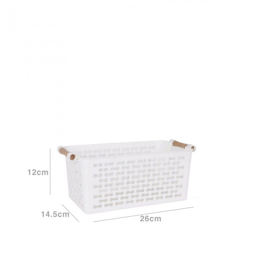 Cesto Multiusos Asas Madeira 26X14.5X12cm Cesto Multiusos Asas Madeira 26X14.5X12cm