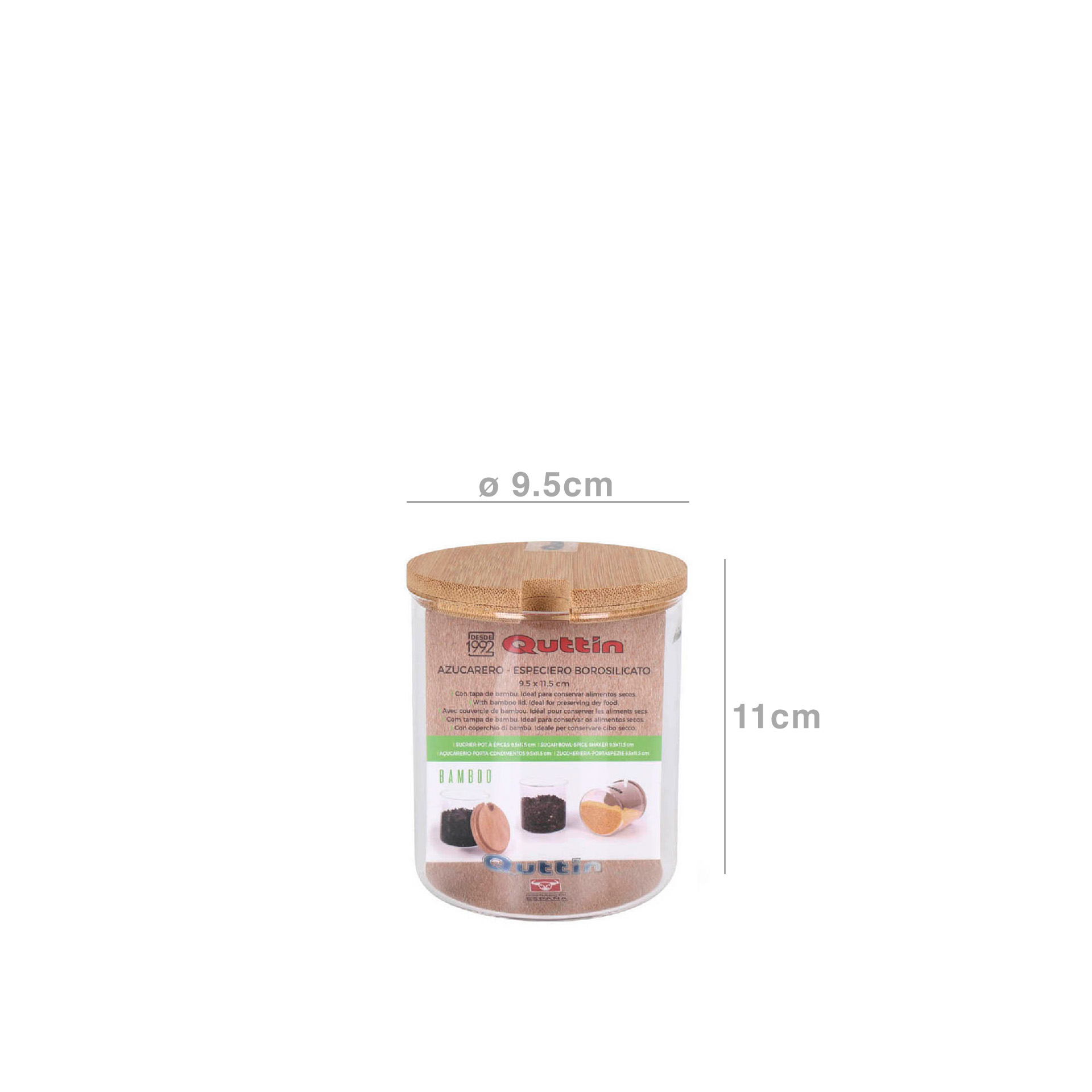 Açucareiro Tampa Bambu 9.5X11CM