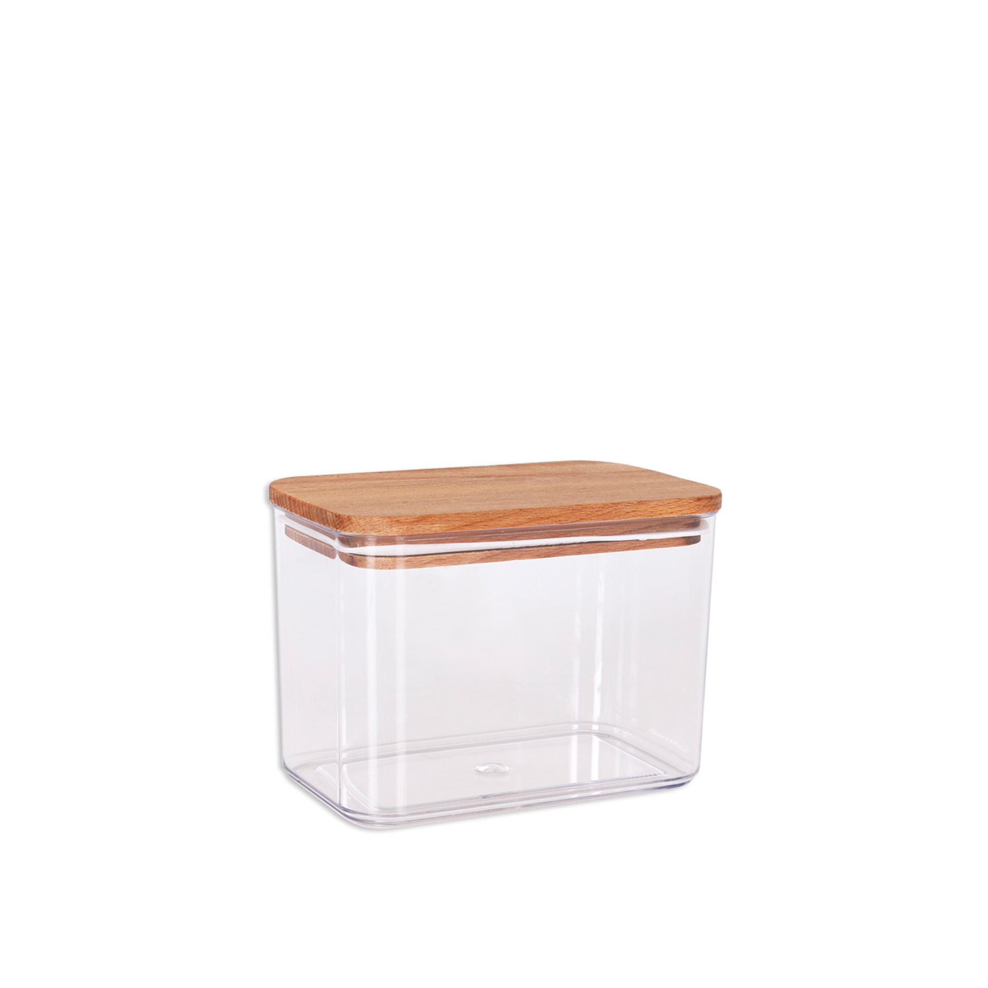 Frasco Plástico Tampa Madeira Retangular 1000ml