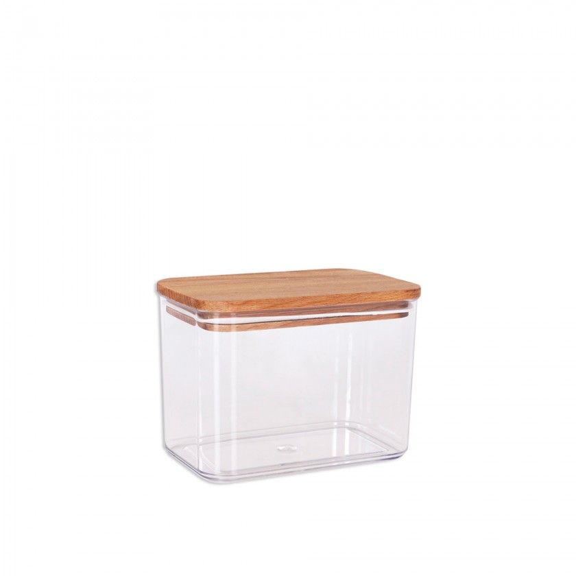 Frasco Plstico Tampa Madeira Retangular 1000ml
