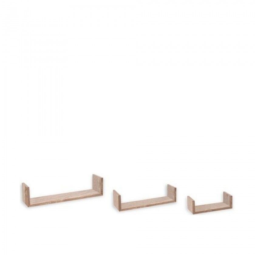 Estante Parede MDF Castanho 22/32/42CM Pack 3