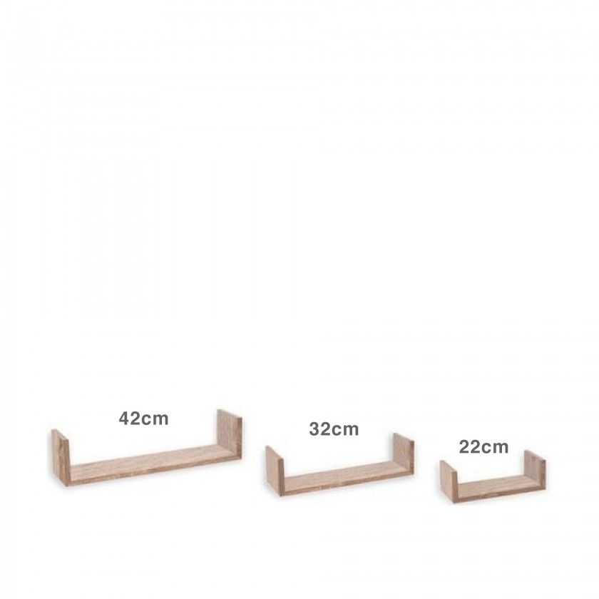 Estante Parede MDF Castanho 22/32/42CM Pack 3 Estante Parede MDF Castanho 22/32/42CM Pack 3