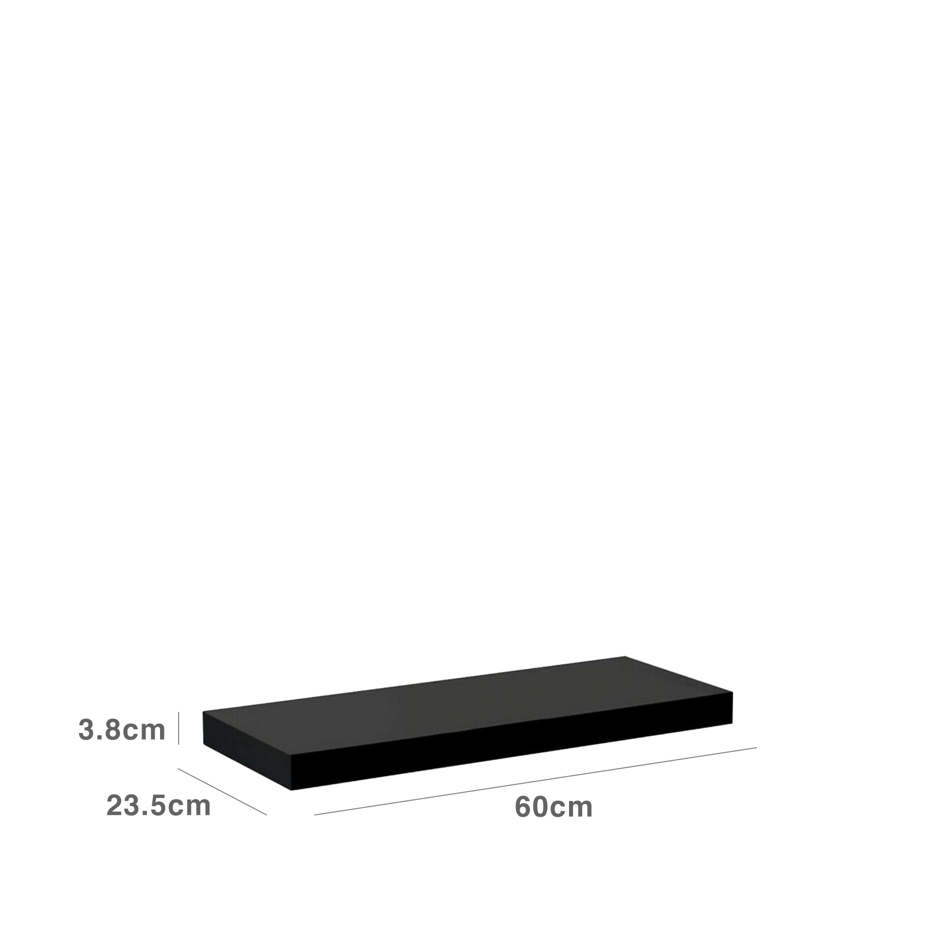 Estante Parede MDF Preto 23.5X60X3.8CM