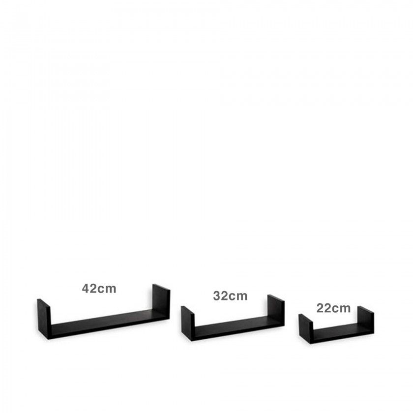 Estante Parede MDF Preto 22/32/42CM Pack 3 Estante Parede MDF Preto 22/32/42CM Pack 3