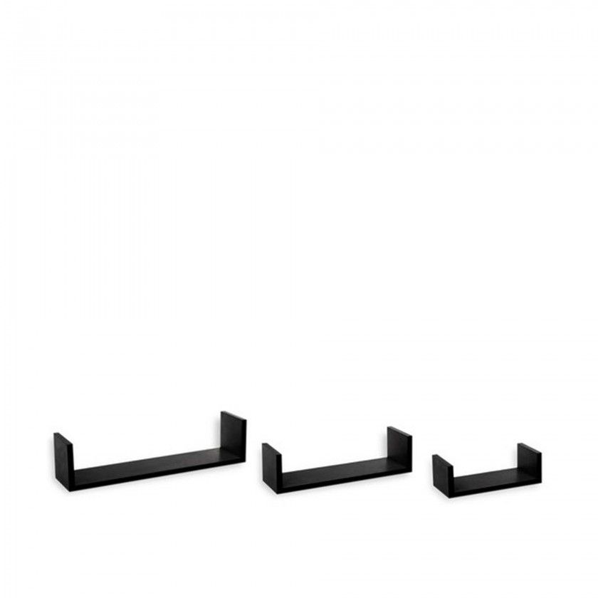 Estante Parede MDF Preto 22/32/42CM Pack 3