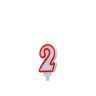 Vela Aniversário Branco / Vermelho 7cm N.2 Vela Aniversário Branco / Vermelho 7cm N.2