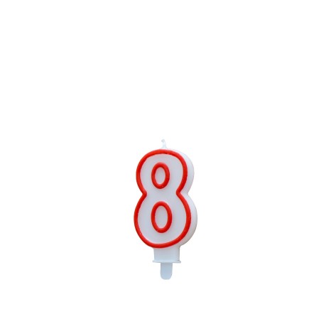Vela Aniversário Branco / Vermelho 7cm N.8 - Image product
