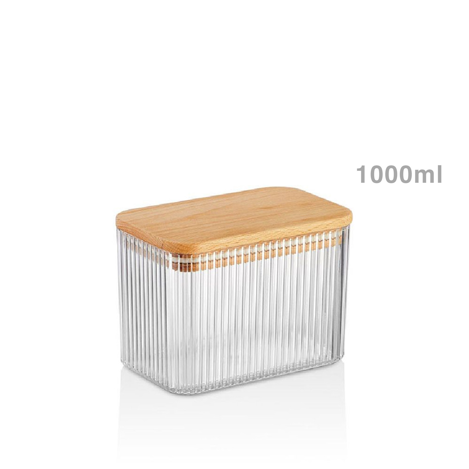 Frasco Linhas Tampa Madeira Retangular 1000ml