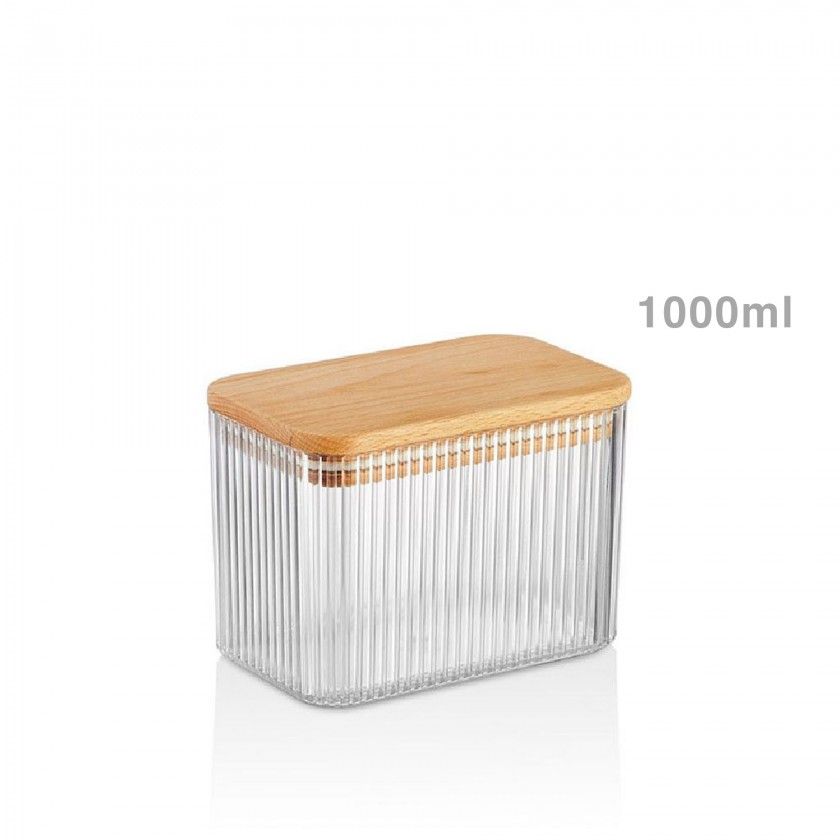 Frasco Linhas Tampa Madeira Retangular 1000ml Frasco Linhas Tampa Madeira Retangular 1000ml