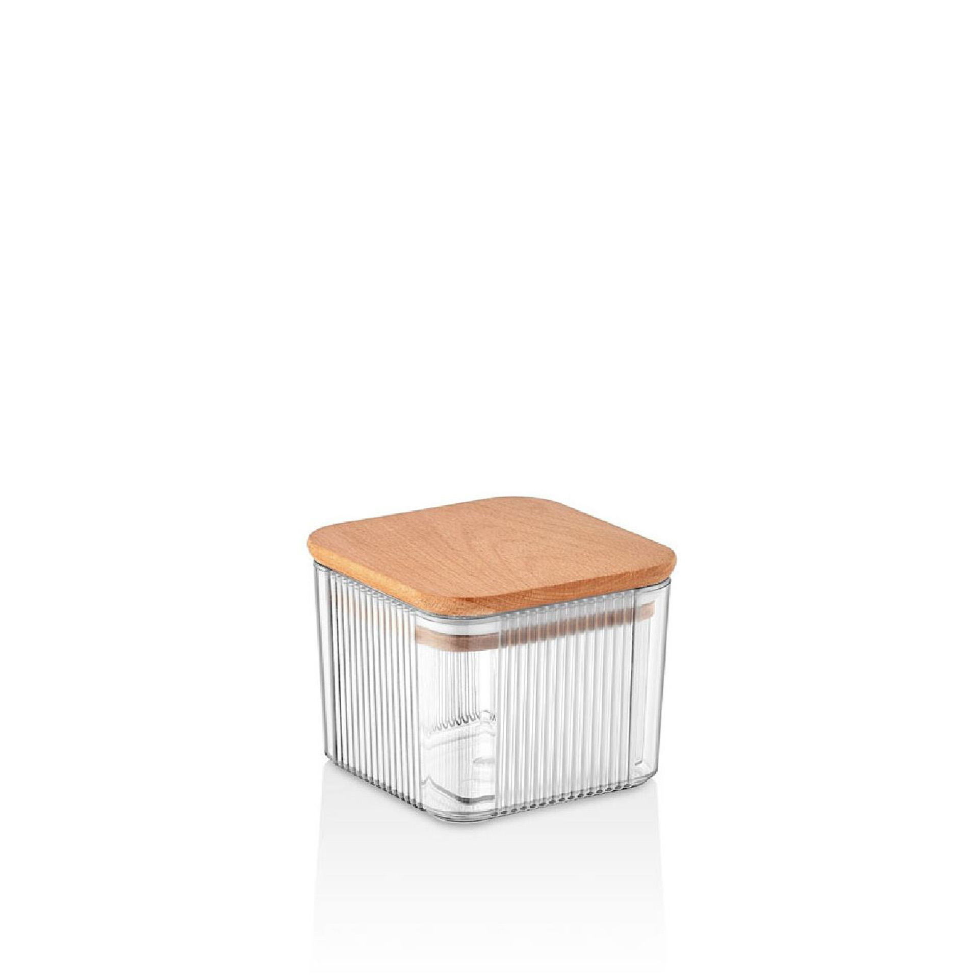 Frasco Linhas Tampa Madeira Quadrado 500ml