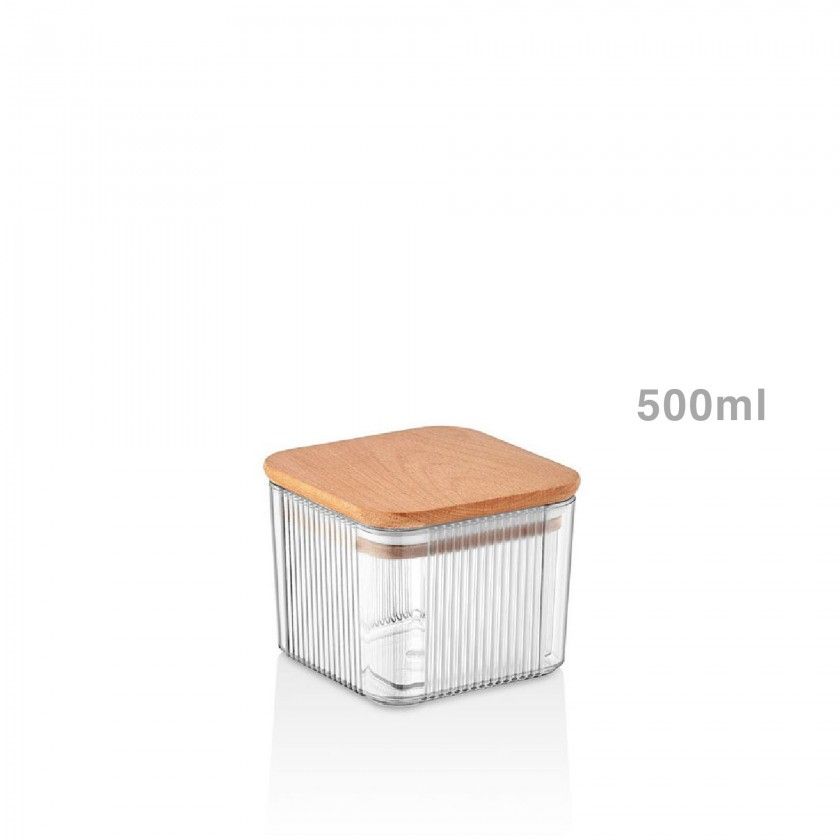 Frasco Linhas Tampa Madeira Quadrado 500ml Frasco Linhas Tampa Madeira Quadrado 500ml