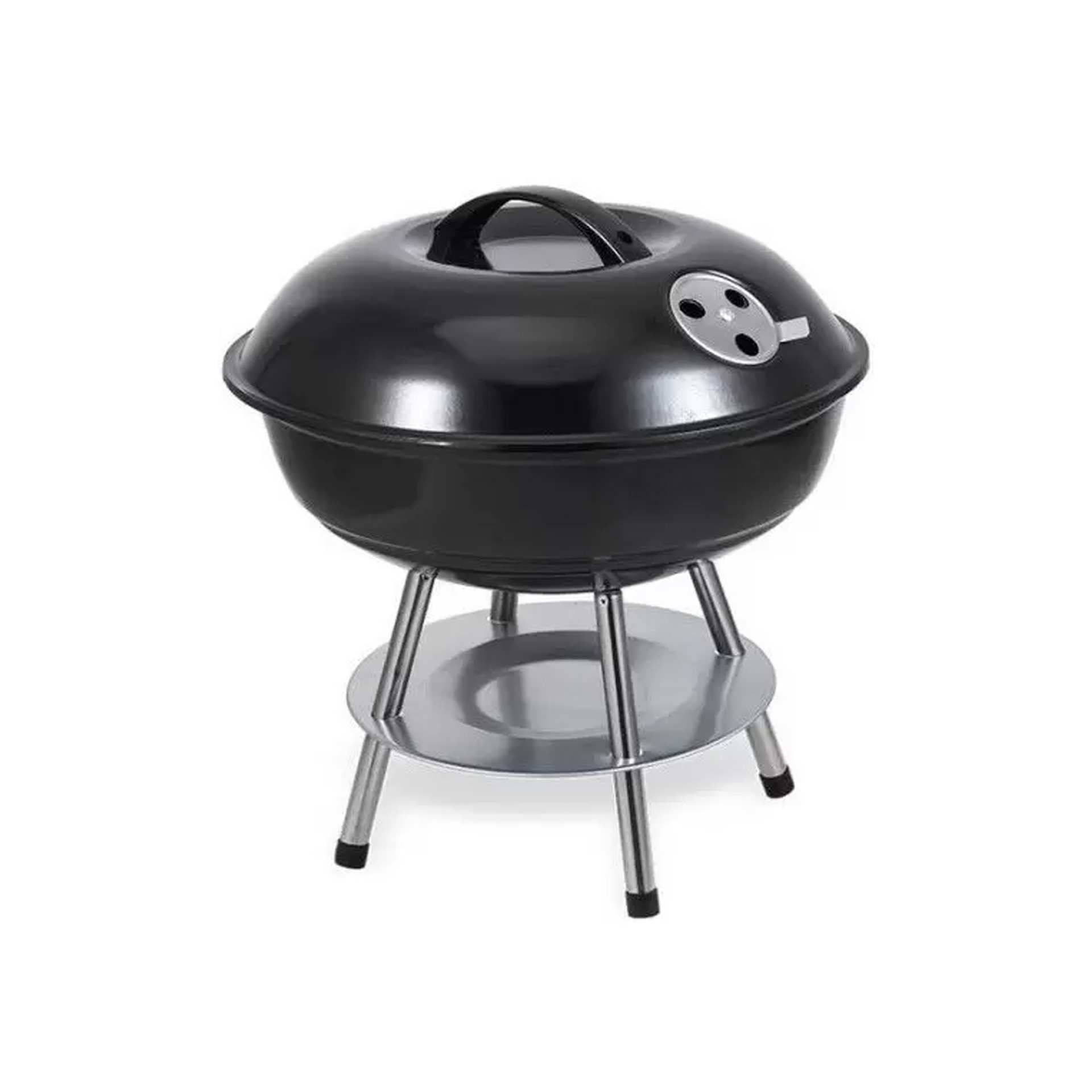 Churrasqueira com Tampa Redonda Preta 34cm