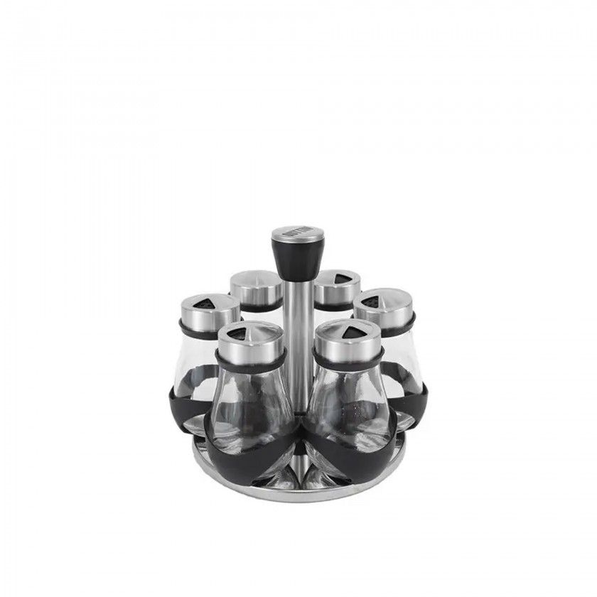 Suporte 6 Frascos Especiarias 17.8X17.8X16.3cm Suporte 6 Frascos Especiarias 17.8X17.8X16.3cm