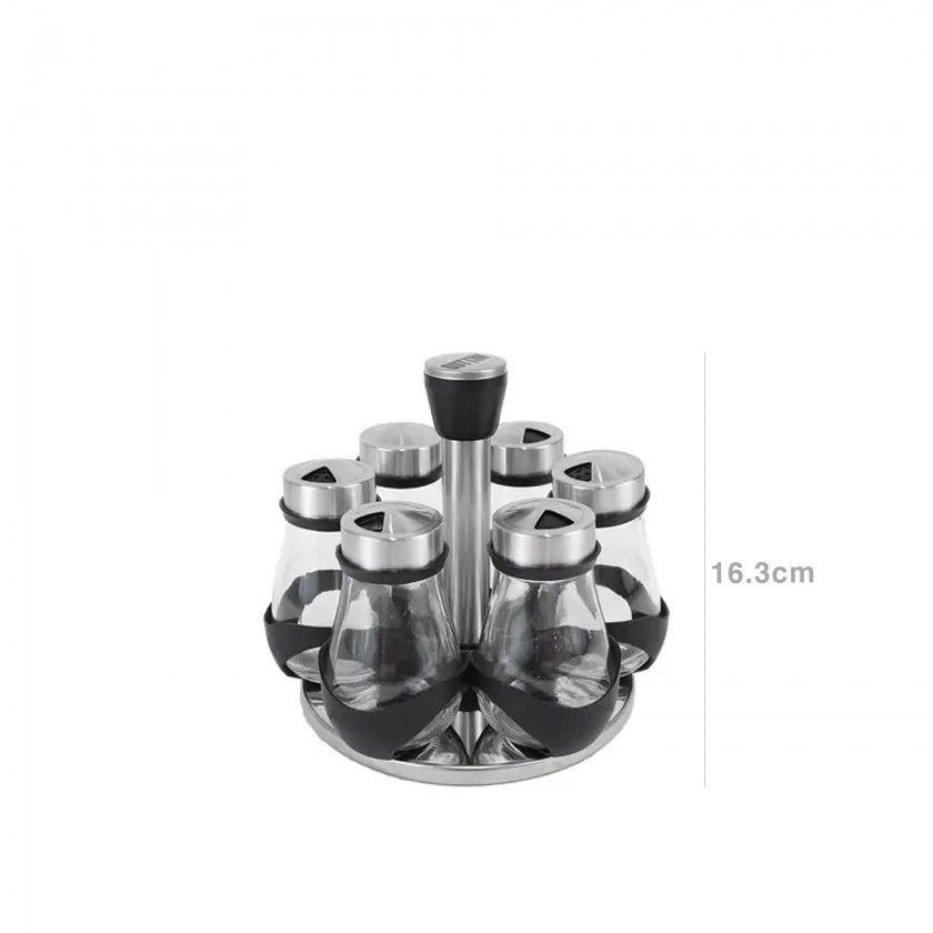 Suporte 6 Frascos Especiarias 17.8X17.8X16.3cm Suporte 6 Frascos Especiarias 17.8X17.8X16.3cm
