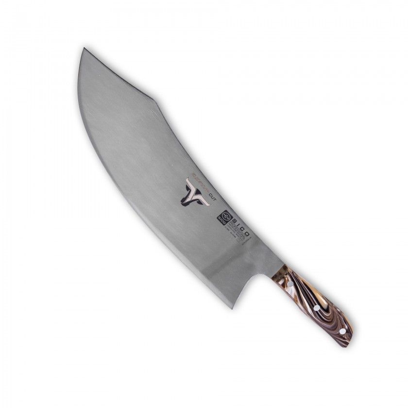 Faca Talho Cabo Acrlico Sico Efeito Mrmore Creme 34cm
